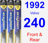 Front & Rear Wiper Blade Pack for 1992 Volvo 240 - Hybrid