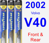 Front & Rear Wiper Blade Pack for 2002 Volvo V40 - Hybrid